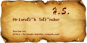 Hrivnák Sándor névjegykártya